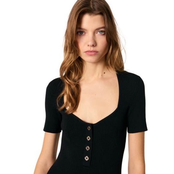Maje Rib Knit black dress - Picture 3 of 3
